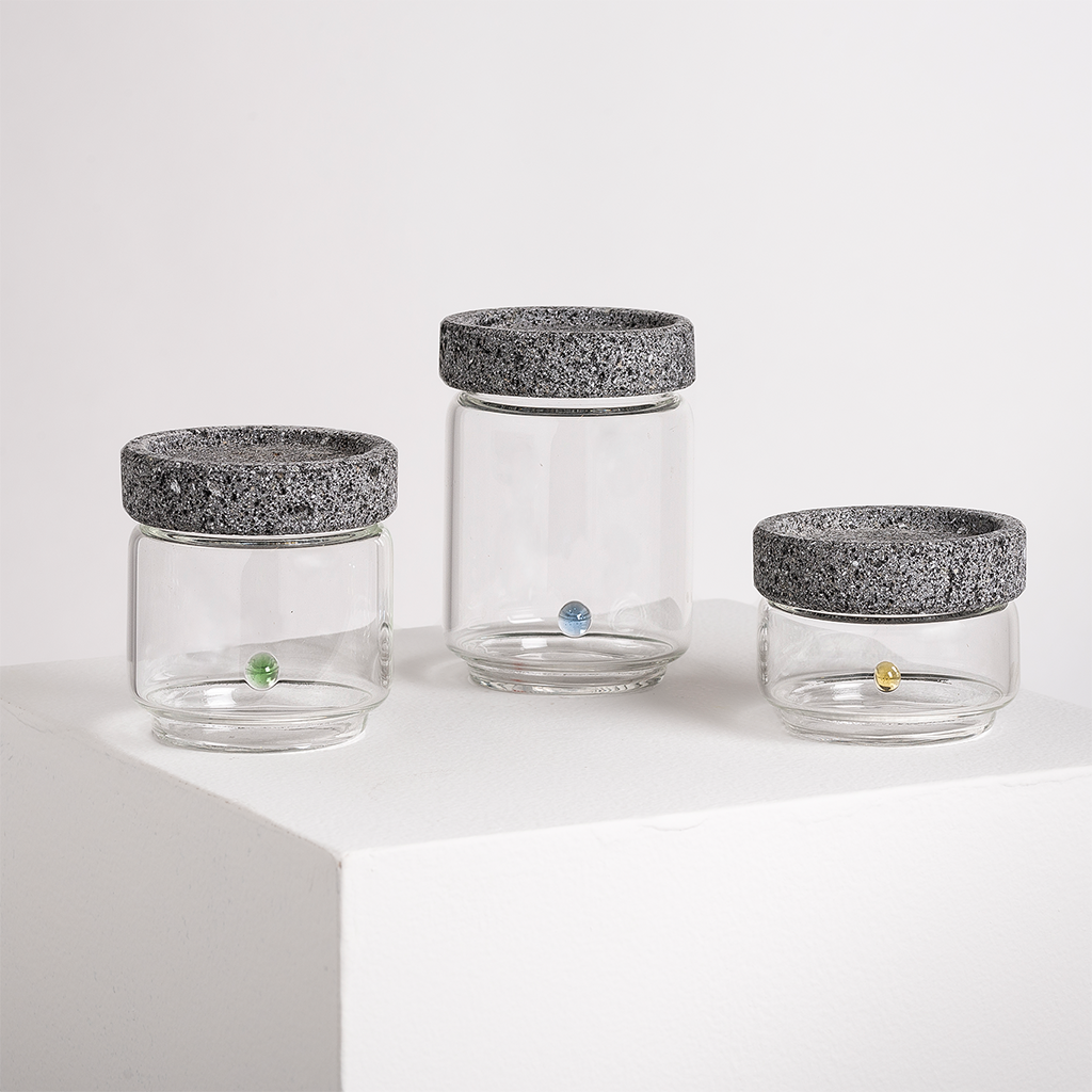 Stackable glass containers set