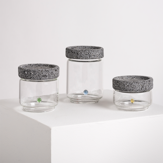 Stackable glass containers set